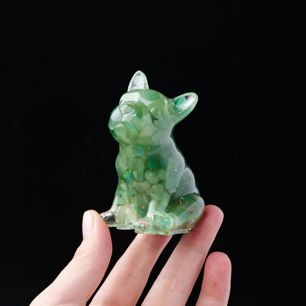 Dog Figurine | Resin & Crystal Gravel Keepsake