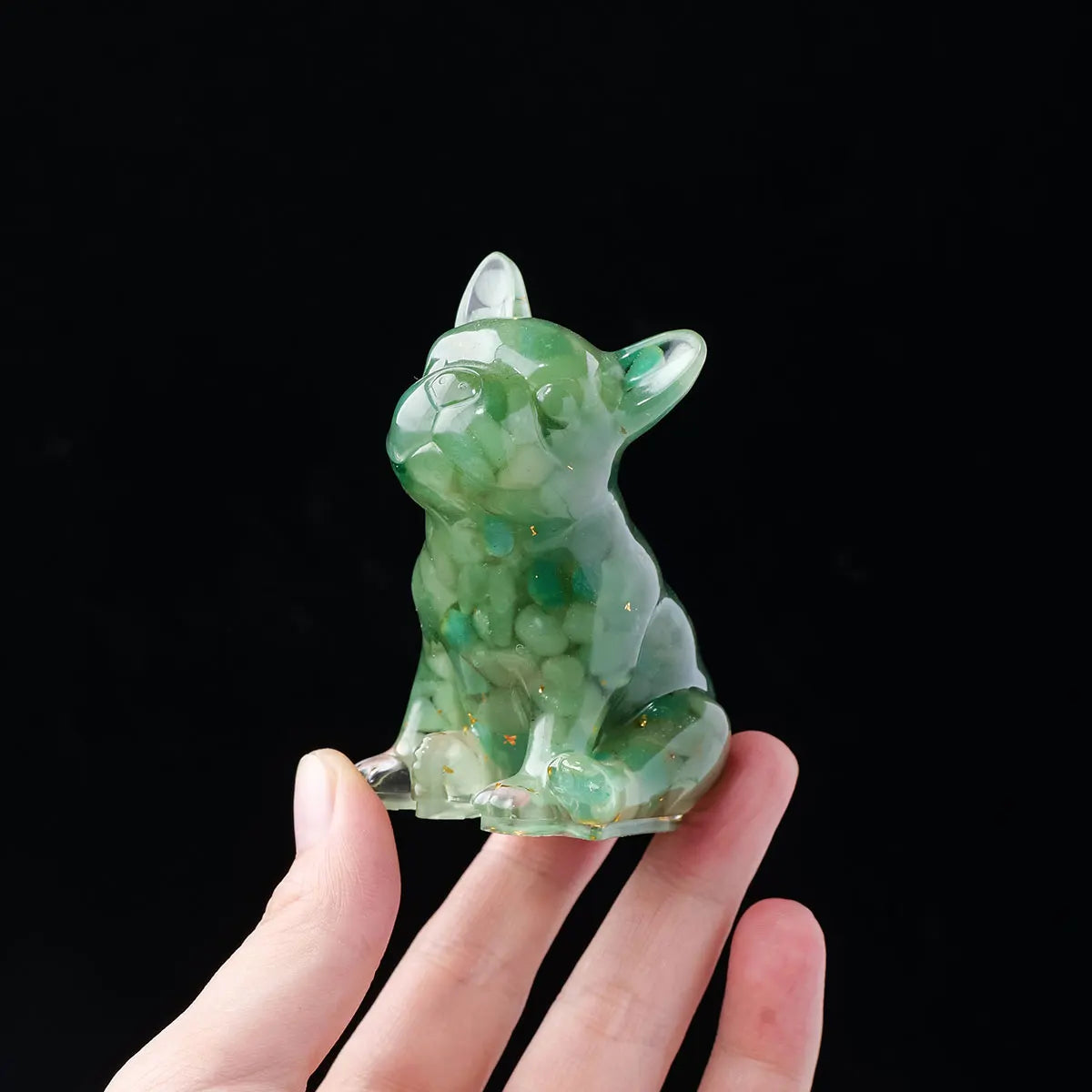 Dog Figurine | Resin & Crystal Gravel Keepsake