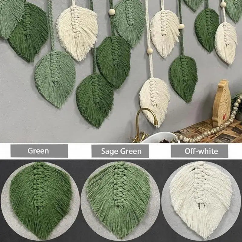 Boho Woven Leaf Wall Hanging | Handcrafted Nature-Inspired Home Décor Ornament