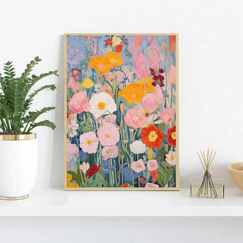 Wildflower Canvas Wall Art — Cottagecore Floral Print for Bedroom & Living Room