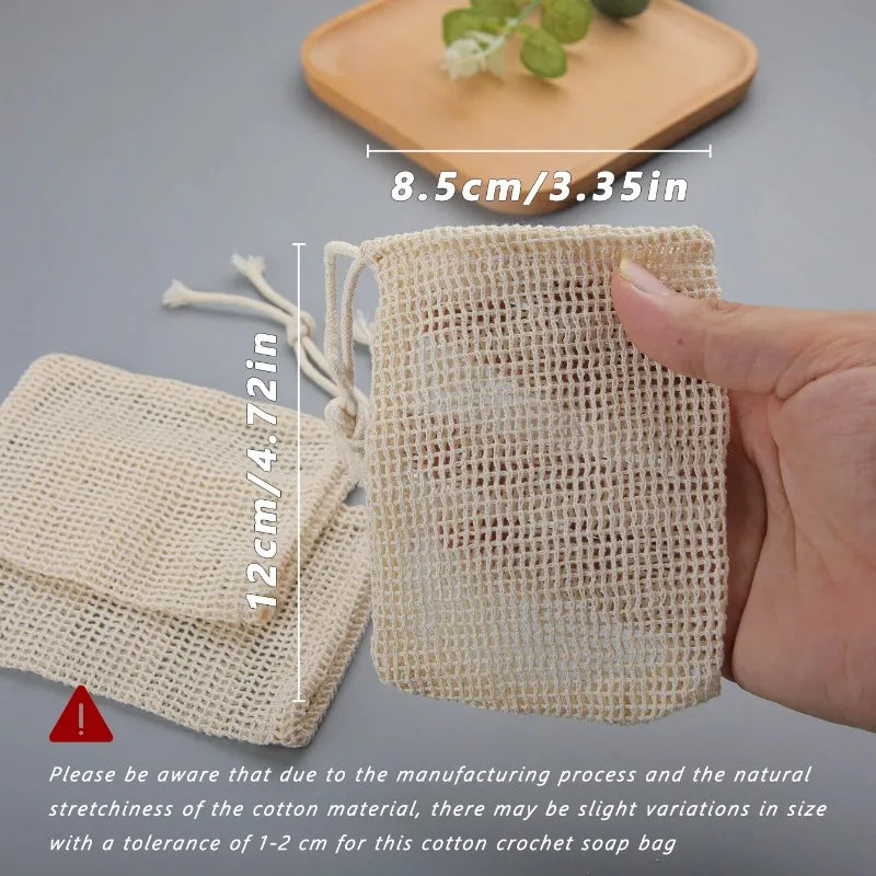 Eco-Friendly Handmade Natural Cotton Mesh Soap Pouch