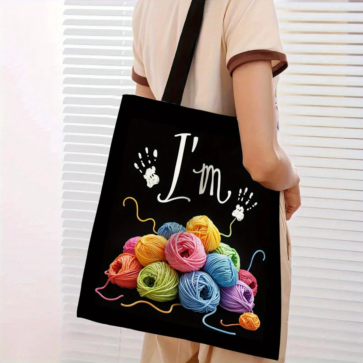 Knitting & Crochet Craft Tote Bag | Boho Yarn Lover Shoulder Bag