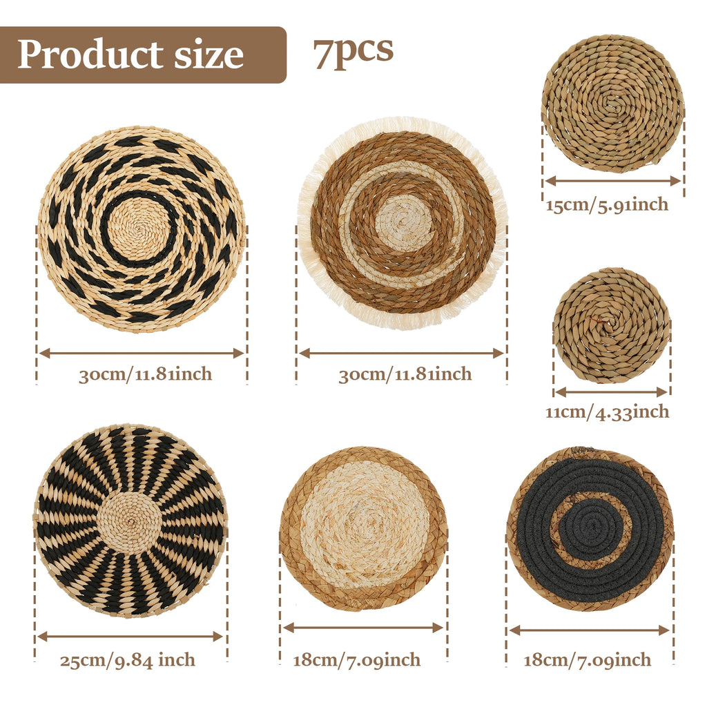 Boho Woven Basket Wall Decor | 7- or 9-Piece Set