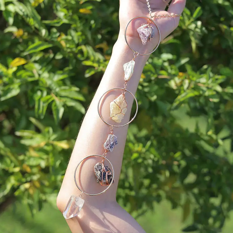 7 Chakra Crystal Tree of Life Hanging — Natural Gemstone Suncatcher