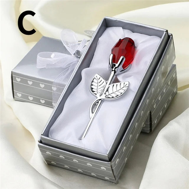 Crystal Glass Rose Flower Figurine