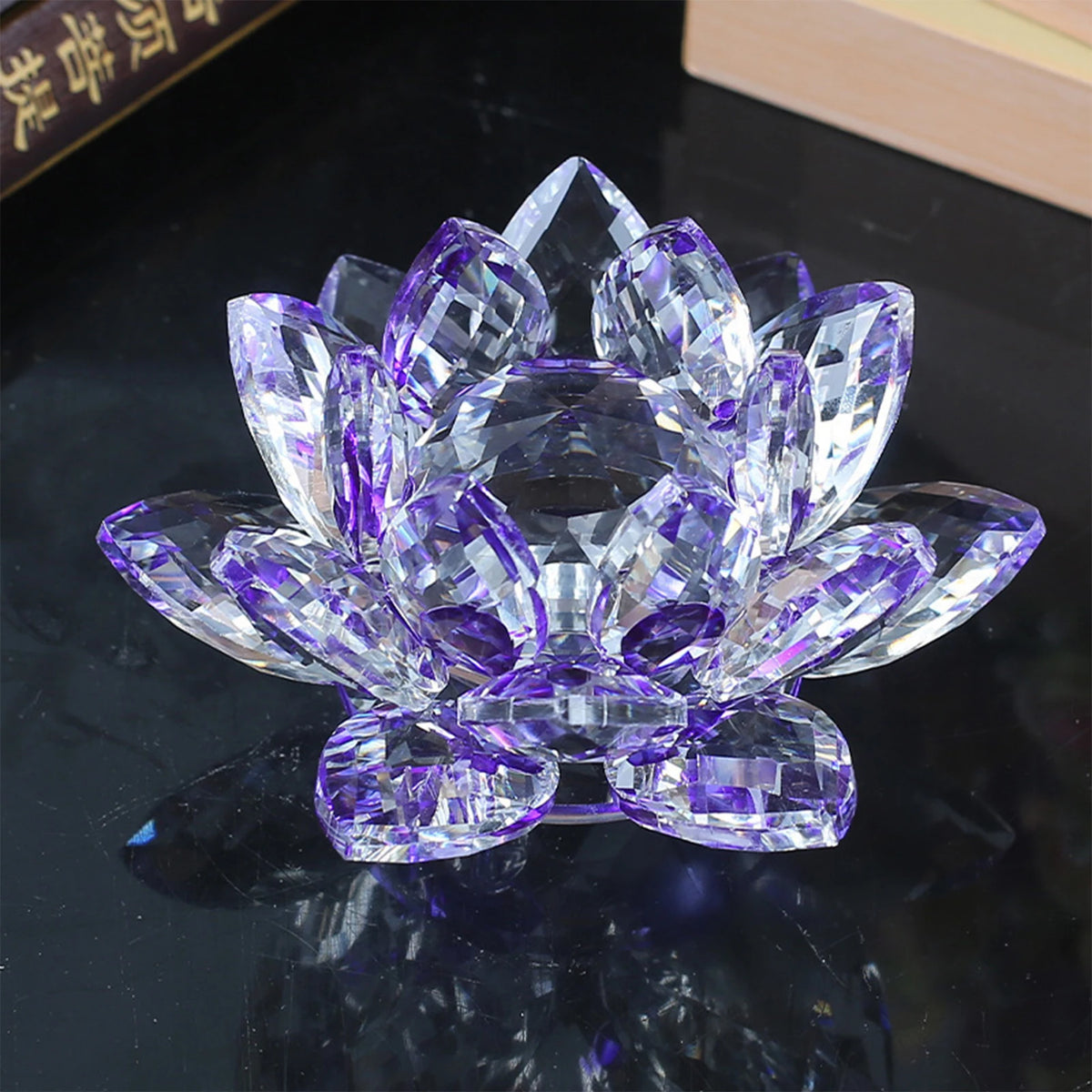 Crystal Lotus Flower Figurine | Sparkling Glass Décor in 8 Colors