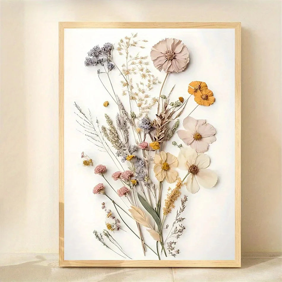 Wildflower Botanical Canvas Print | Boho Floral Wall Art | Unframed