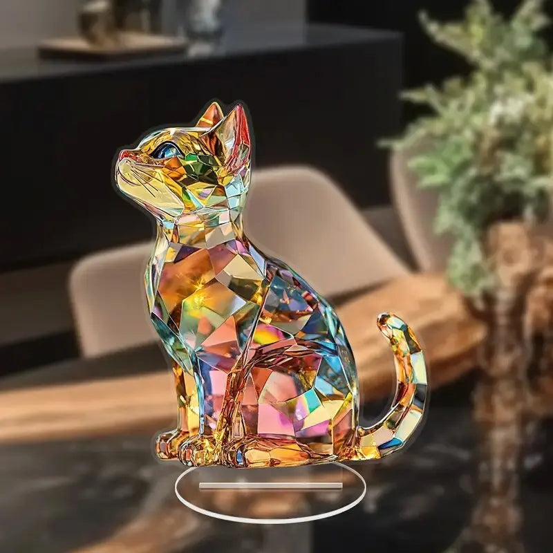 Crystal Cat 2D Art Figure – Art Deco Home Decor