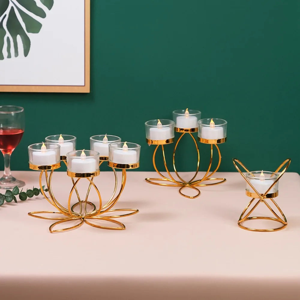 Gold-Tone Lotus-Inspired Candle Holder