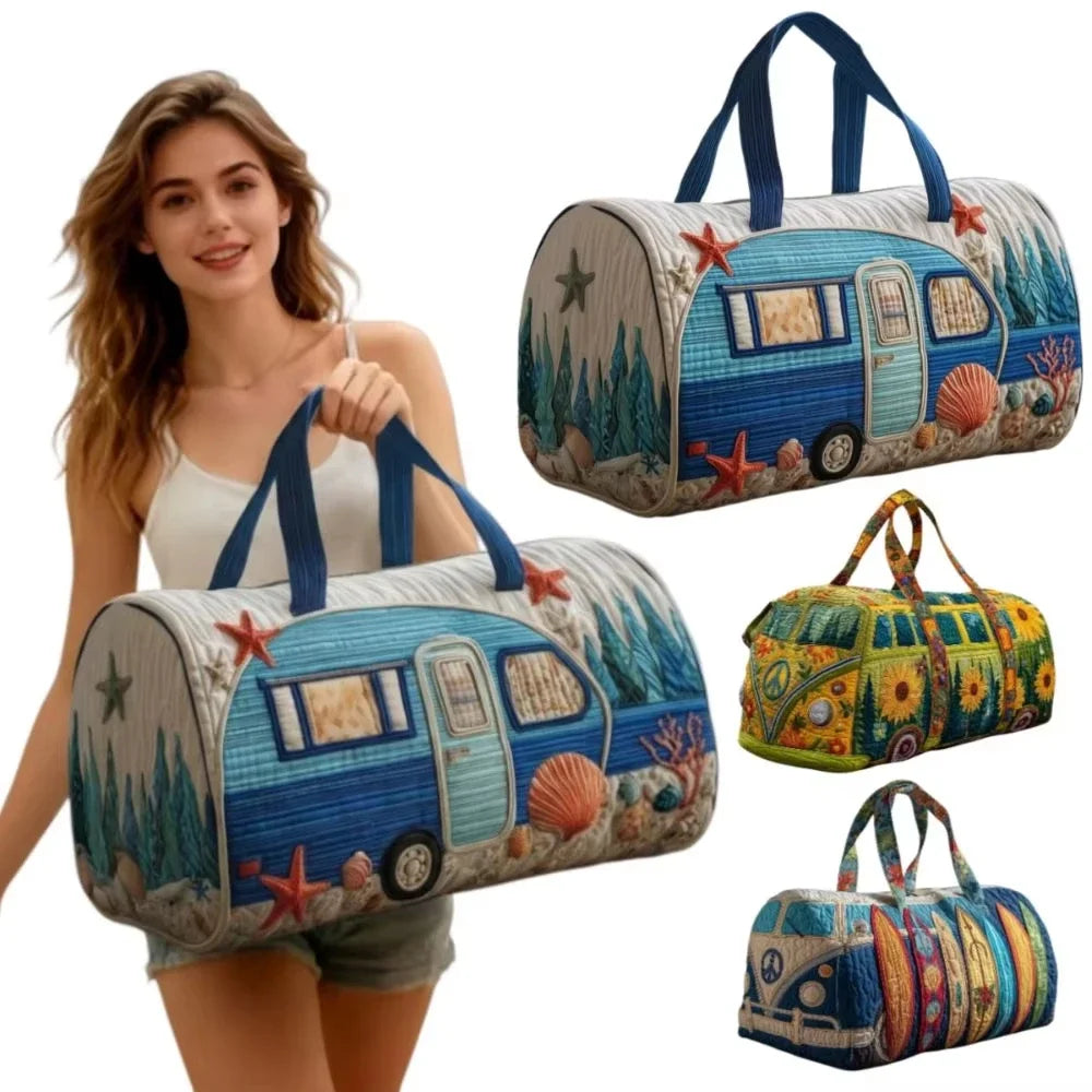 Quilted Travel Duffle Tote Bag | 30 Styles | Beach, Gym & Hiking