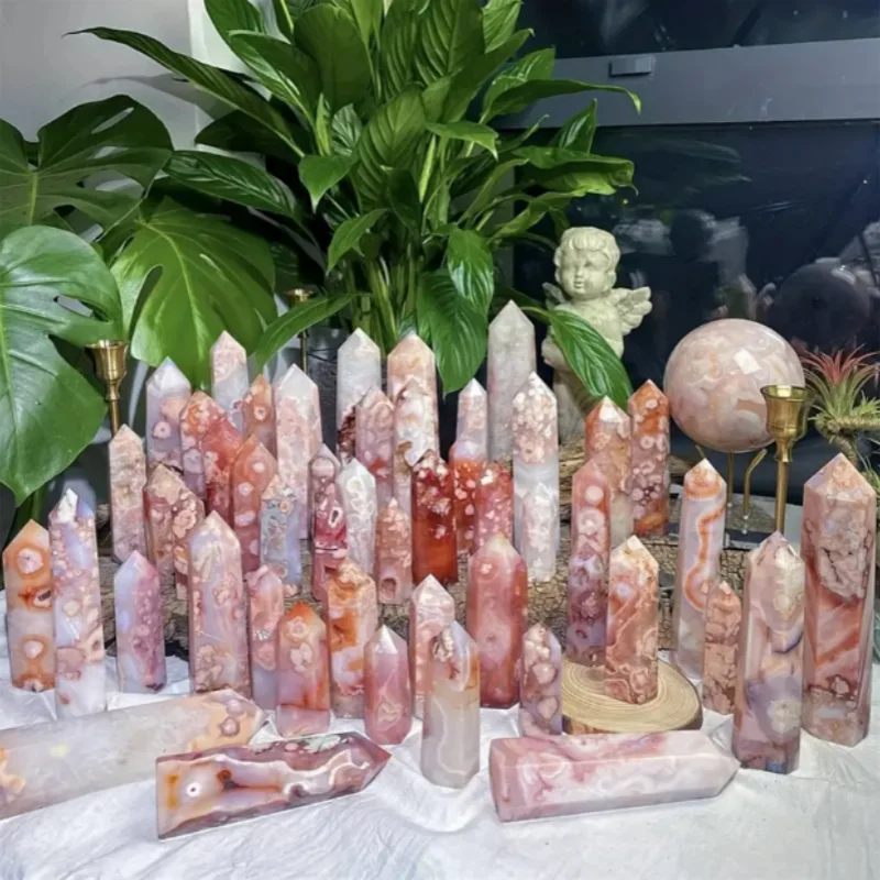 Cherry Agate Crystal Tower — Natural Pink Sakura Quartz Point