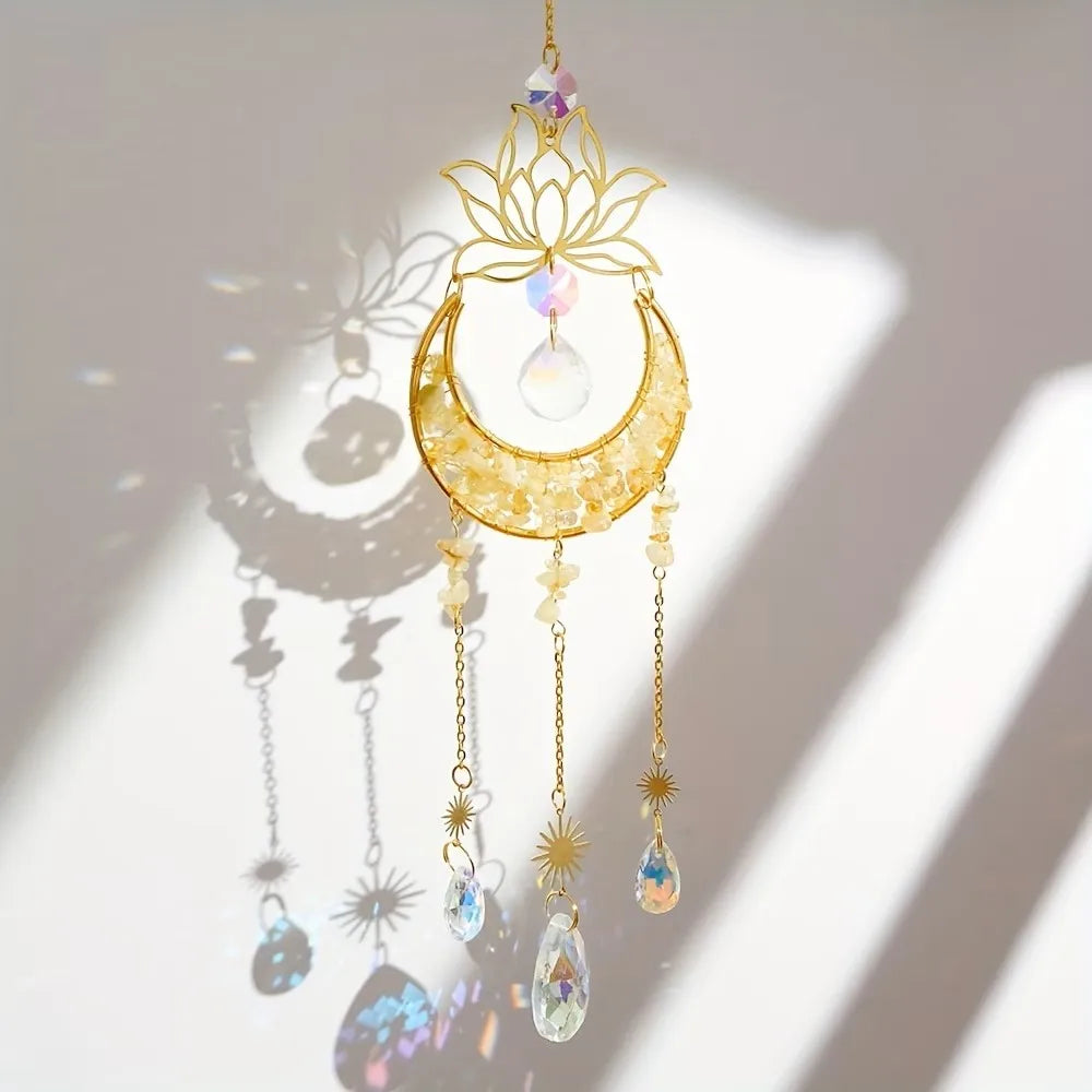 Geometric Hexagon Tree of Life Crystal Suncatcher — Rainbow Prism Window Hanging