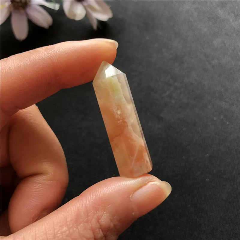 Cherry Agate Crystal Tower — Natural Pink Sakura Quartz Point