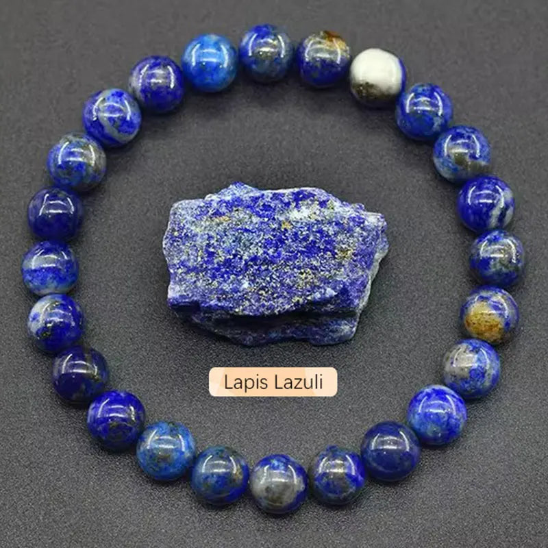 Natural Gemstone Beaded Bracelet — Healing Crystal Stretch Bracelet