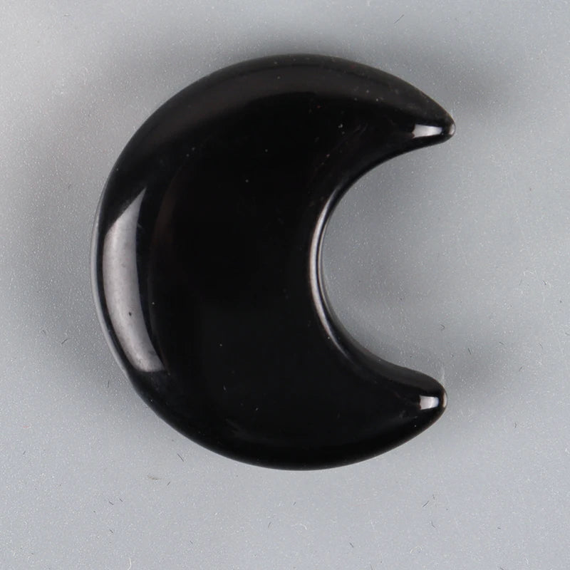 Natural Crystal Moon Ornament | Hand-Carved Healing Stone · 9 Varieties