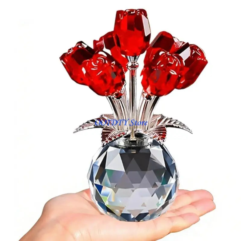 Handmade Crystal Rose Figurine — Elegant Flower Gift for Her