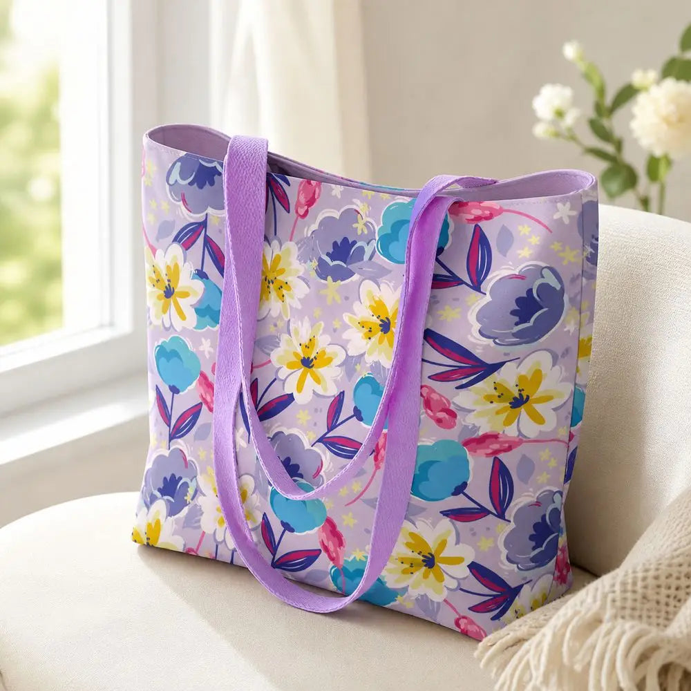 Floral Canvas Tote Bag | Large or Lunch-Bag Size