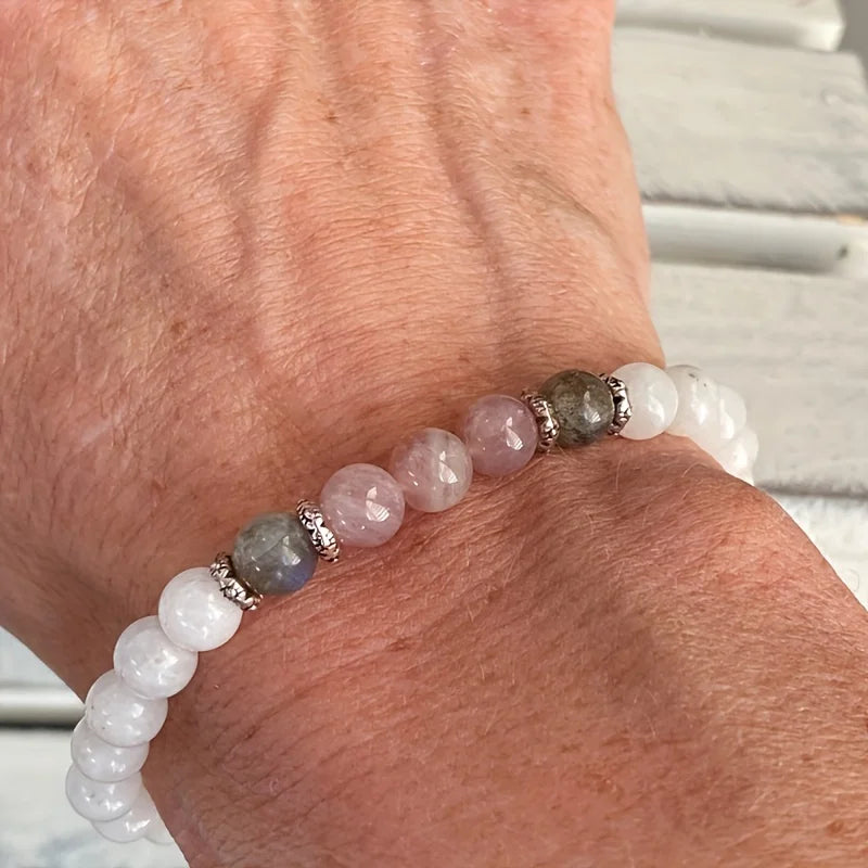 Moonstone, Labradorite & Rose Quartz Bracelet | Calm, Protection & New Beginnings
