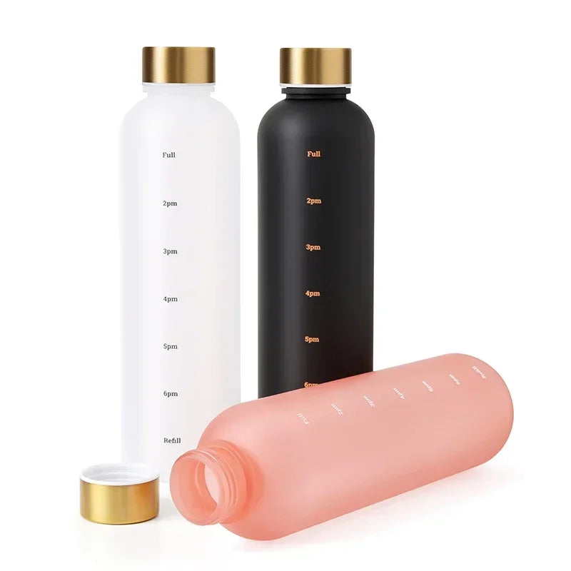 1L Time-Marker Water Bottle | Matte & Two-Tone Colors