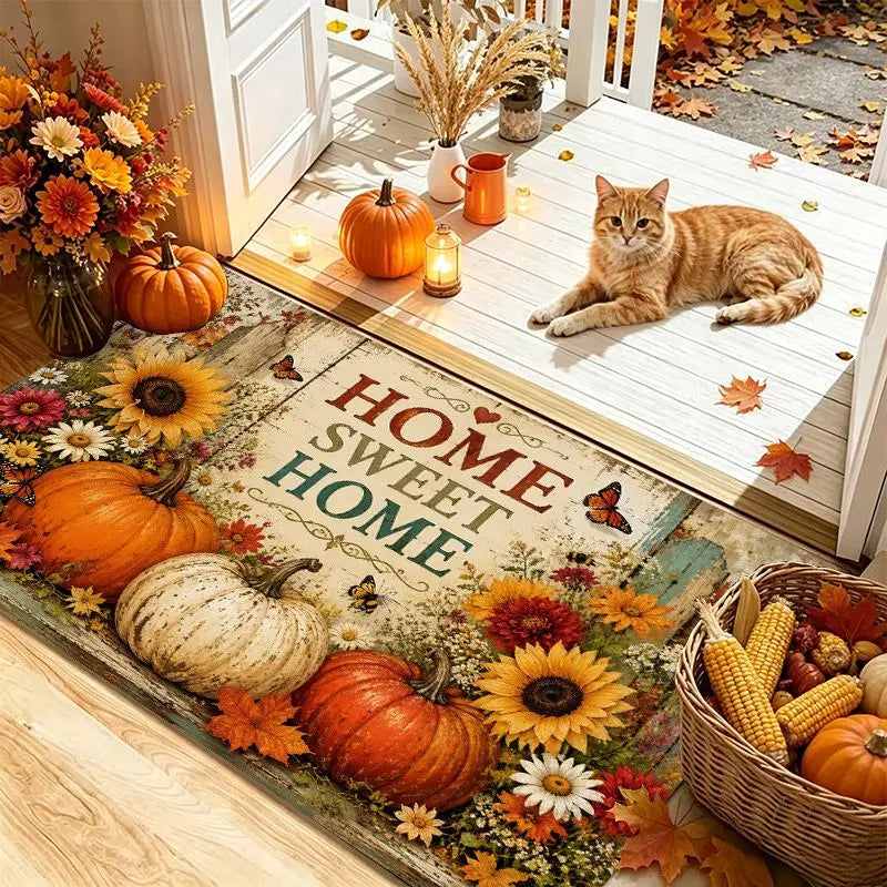 Autumn Pumpkin & Sunflower Floor Mat