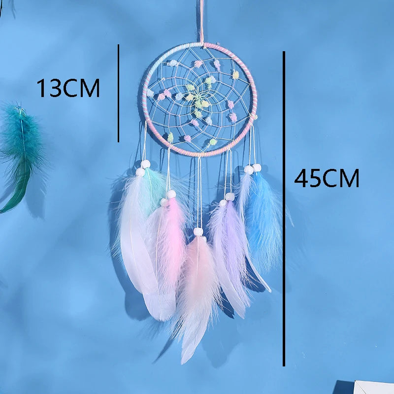 Indian Dream Catcher Wall Hanging | Feather & Bead Boho Wall Decor