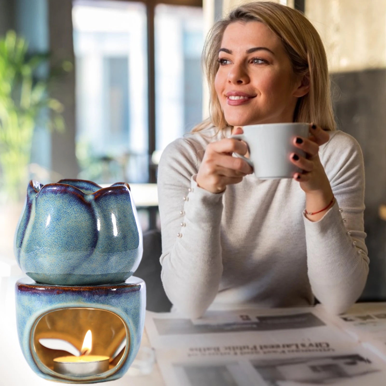 Aromatherapy Tulip Shaped Ceramic Incense Burner