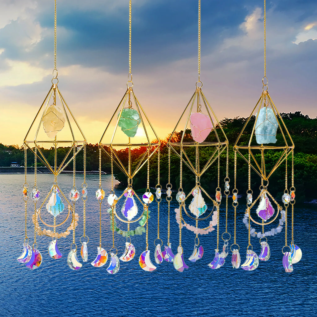 Natural Raw Stone Crystal Suncatcher