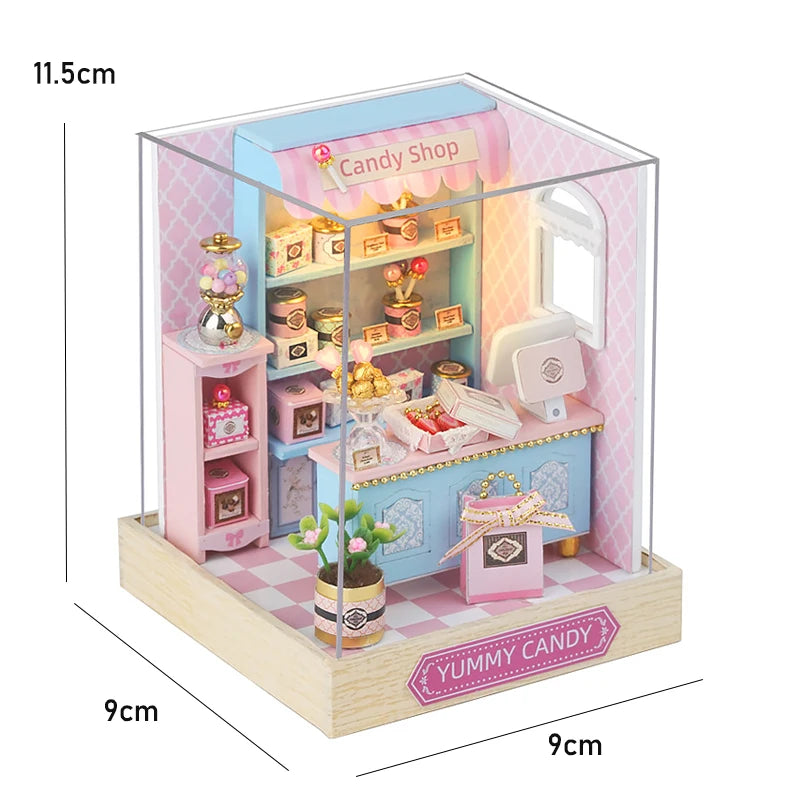 DIY Miniature Dollhouse Kit with LED Lights – 3D Wooden Handmade House for Home Decor & Gifting