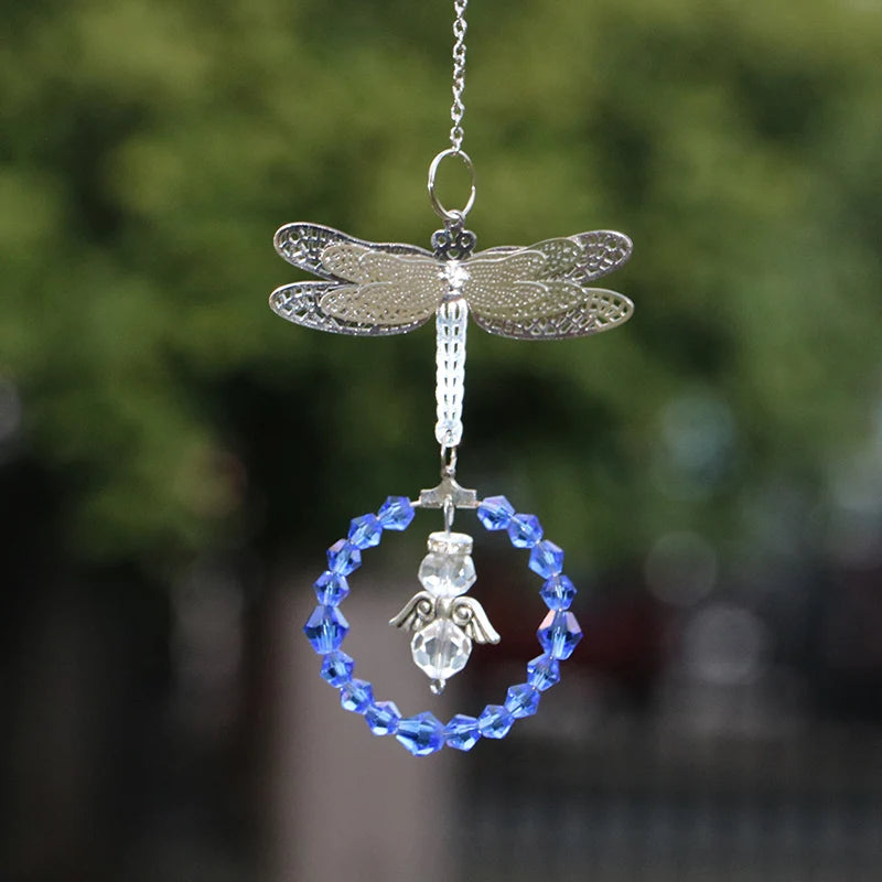 Dragonfly Crystal Suncatcher Pendant - Multicolored