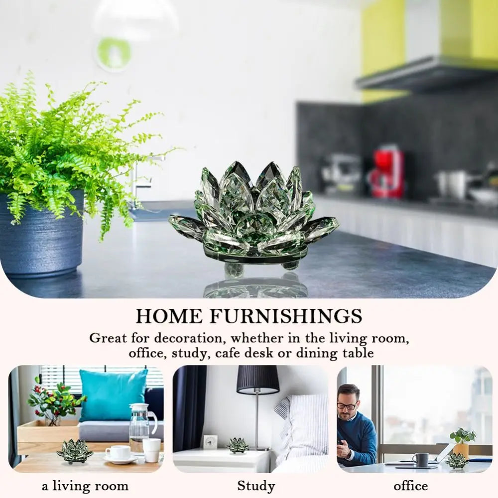 Crystal Lotus Flower Figurine — Healing Energy Home Decor & Gift