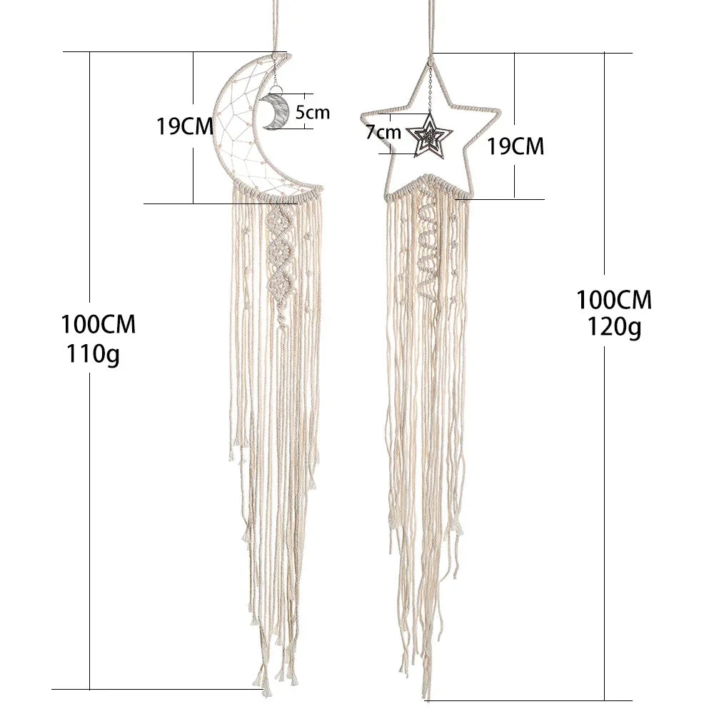 Bohemian Hand-Woven Dream Catcher | Owl, Moon & Star Wall Decor
