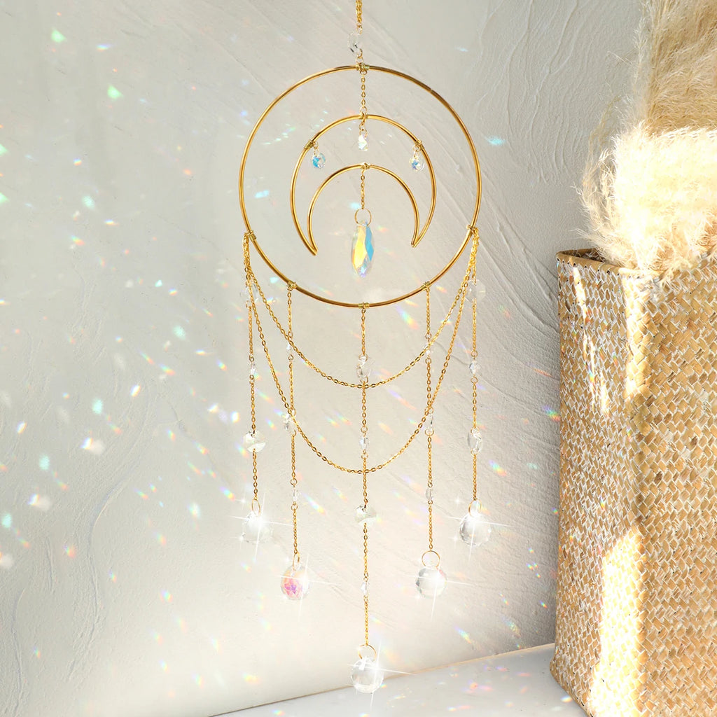 Moon Crystal Prism Suncatcher | Window Hanging