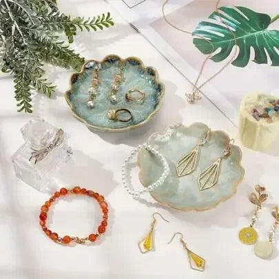 Lotus Leaf Ceramic Jewelry Bowl | Boho Organizer