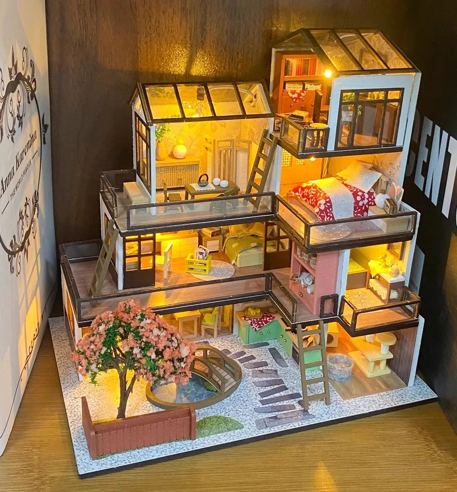 DIY Mini Dream Town Dollhouse Kit – 3D Wooden Miniature with Furniture
