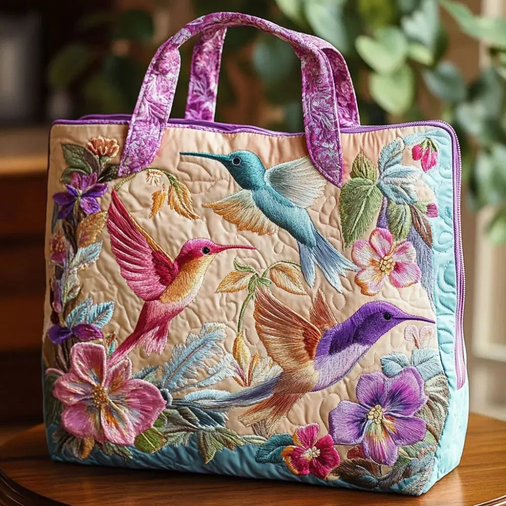 Quilted-Look Canvas Tote Bag | Floral & Animal Designs