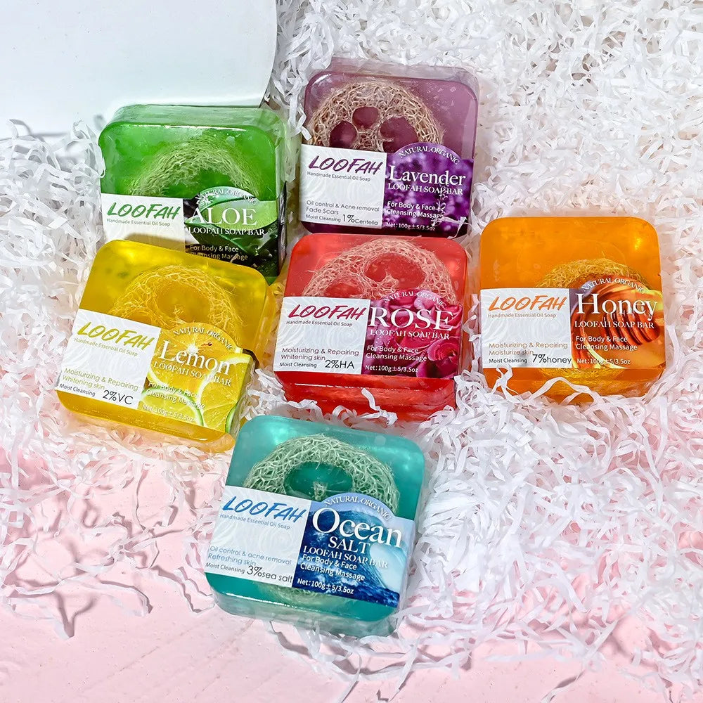 Organic Lavender Oil Loofah Soap Bar