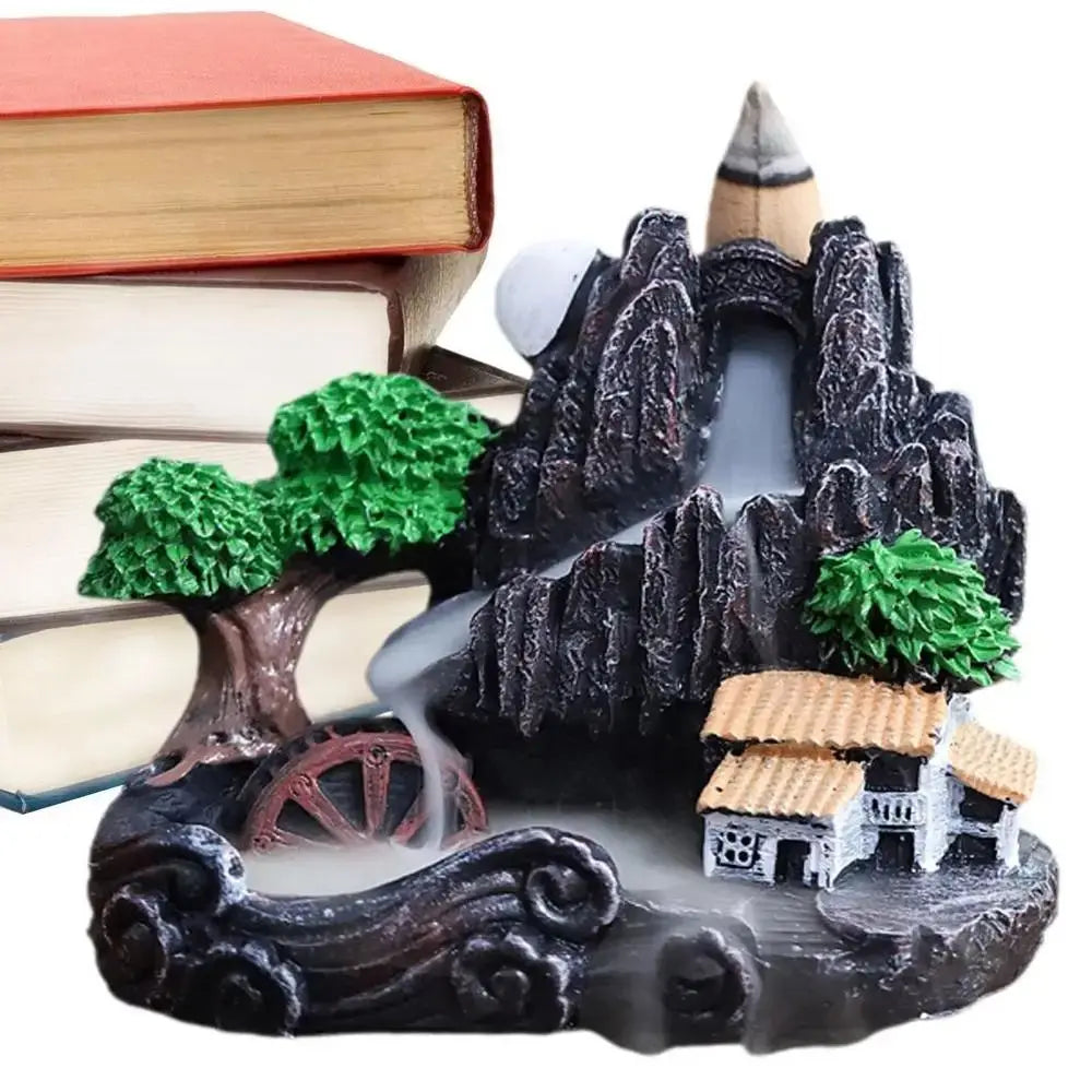 Waterfall Backflow Incense Burner – Resin Incense Holder for Home & Office