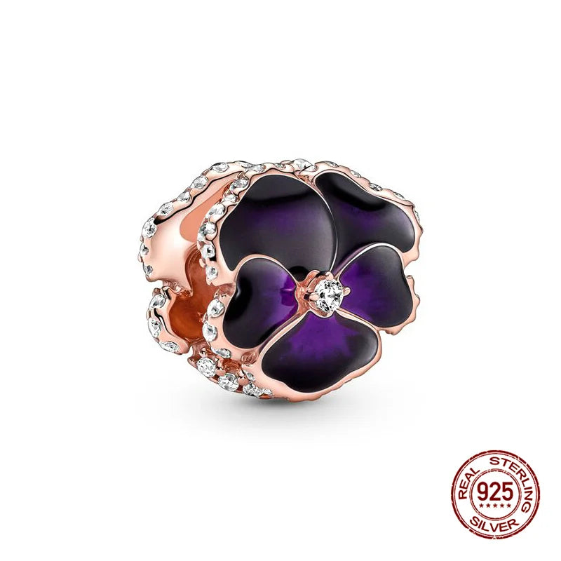 925 Sterling Silver Floral Charm Bead | Roses, Flowers & Lucky Clover for Bracelets & Necklaces
