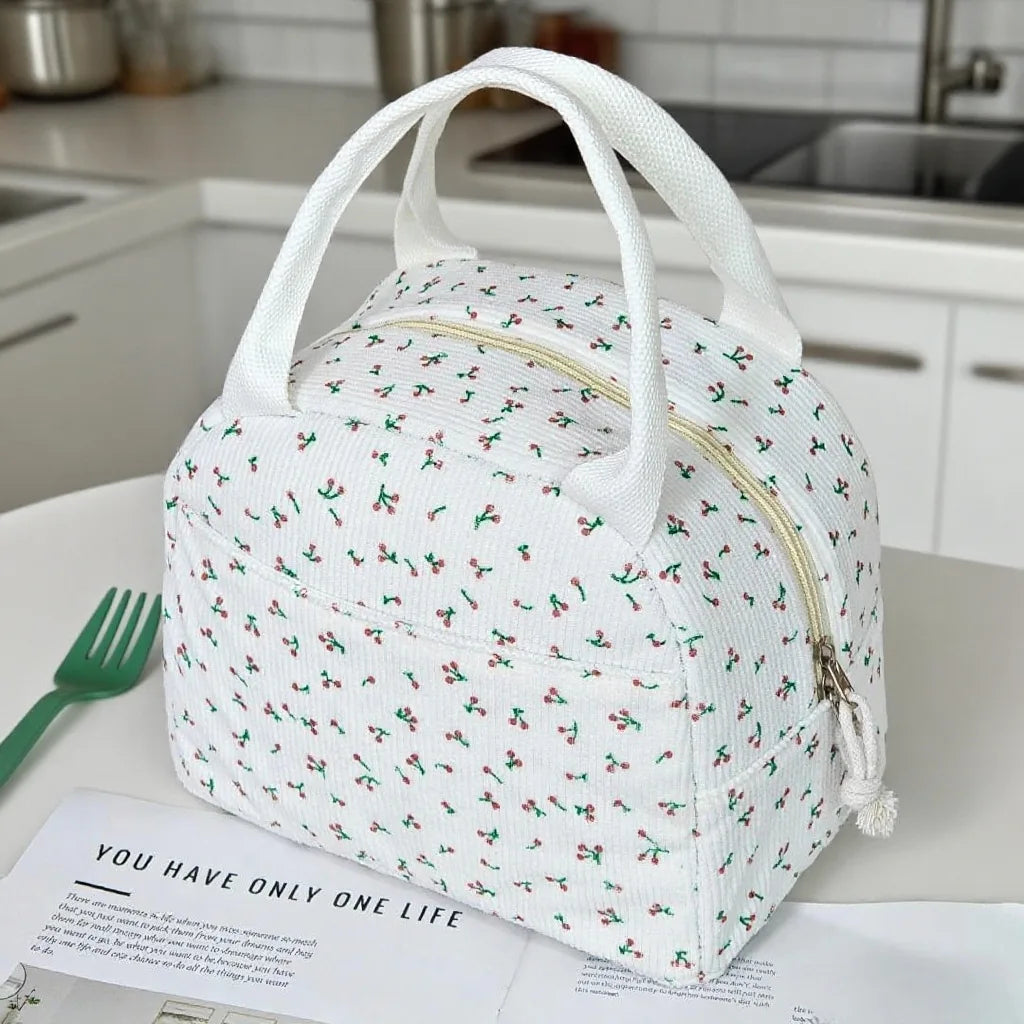 Quilted Floral Lunch Bag | Reusable Picnic & Travel Tote