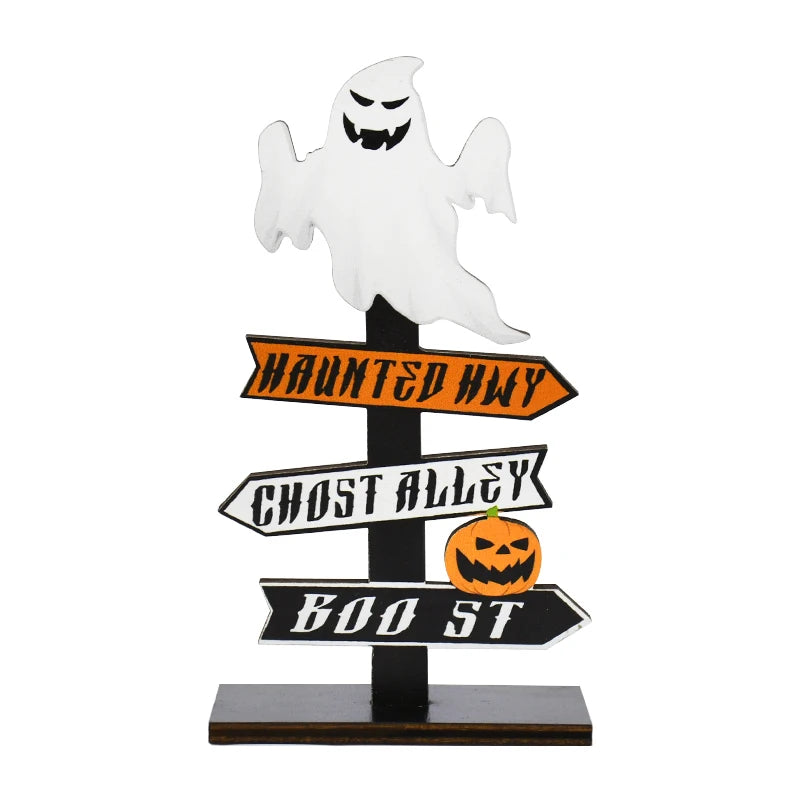 Halloween Wooden Ornament | Ghost & Pumpkin Desktop Decor