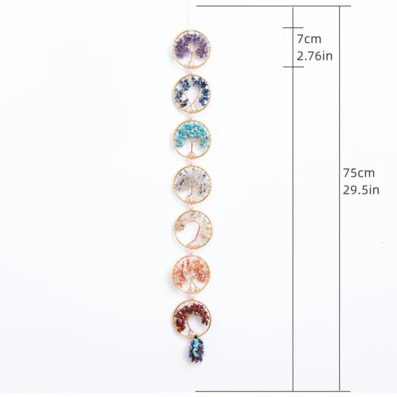 7 Chakra Crystal Tree of Life Hanging — Natural Gemstone Suncatcher