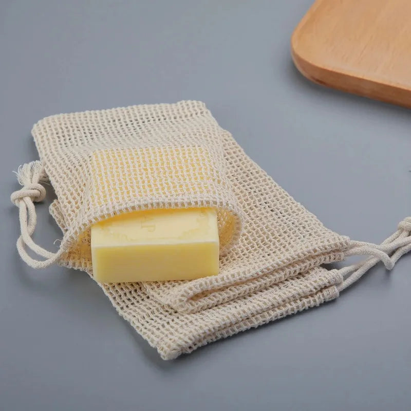 Eco-Friendly Handmade Natural Cotton Mesh Soap Pouch