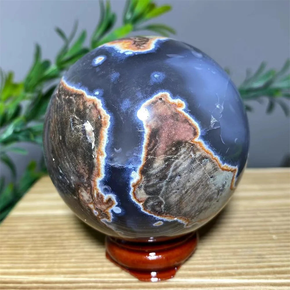 Natural Agate Crystal Sphere with Stand | Hand-Selected · Unique Flash Stone