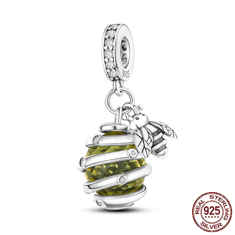 925 Sterling Silver Charm Holder Set – Bag Charm & Key Ring for DIY Jewelry
