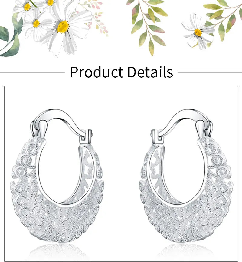 Hollow Round Hoop Earrings | Silver Style
