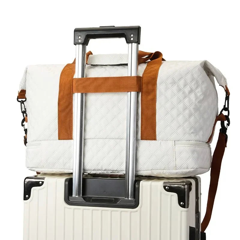 Quilted Travel Duffle Bag | 4 Colors | Wet & Dry Compartment