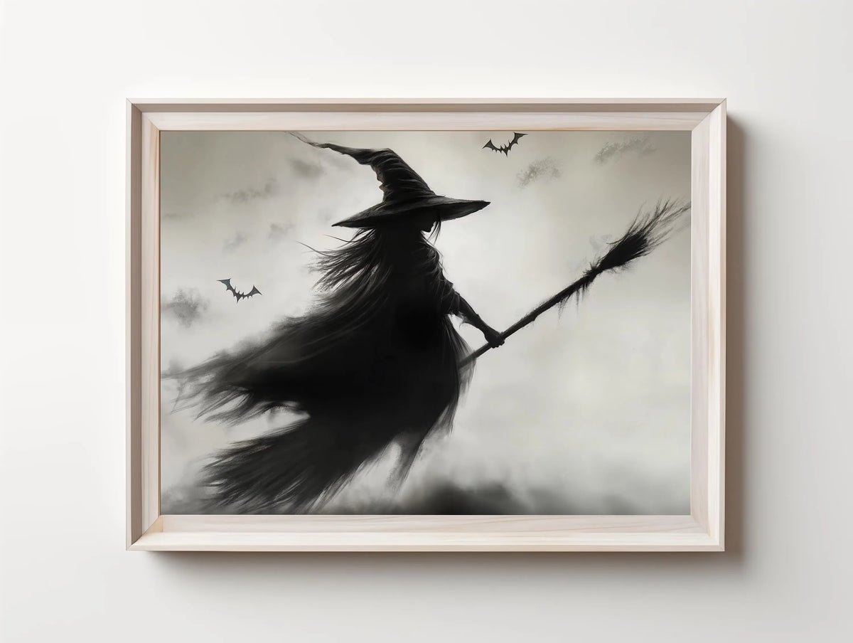 Halloween Ghost & Black Cat Dark Forest Canvas Print
