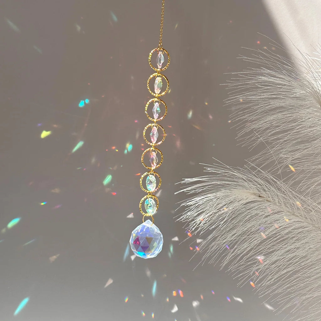 Rainbow Whimsy Crystal Suncatcher Mobile