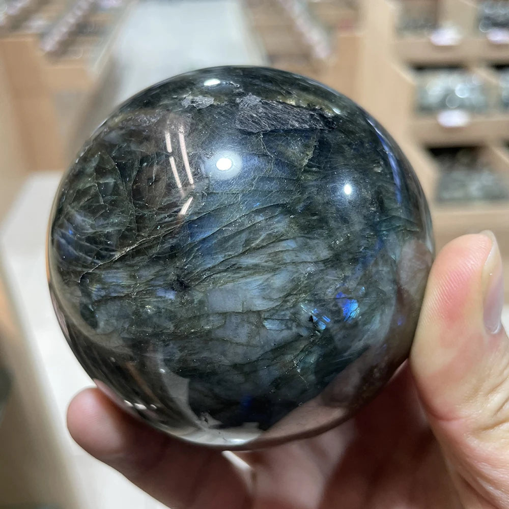 Natural Labradorite Crystal Sphere | Mystic Flash · Intuition, Protection & Magic