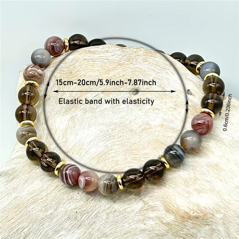 The Overthinker Bracelet — Botswana Agate & Smoky Quartz Handmade Jewelry for Wisdom & Calm